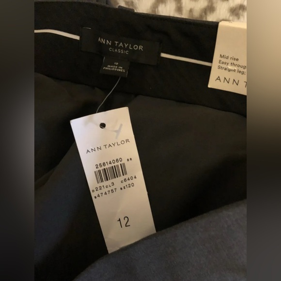 Ann Taylor Dark Gray Tropical Wool Suit Pant 12 Jacket 12p Petite - Picture 15 of 15